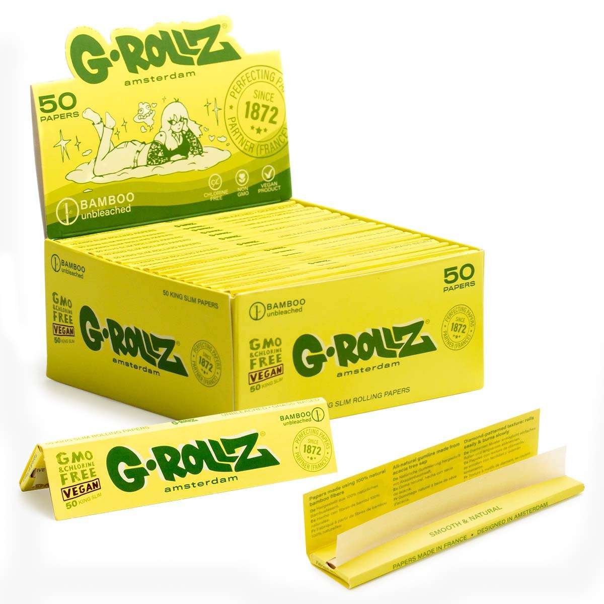 G-ROLLZ | Unbleached Extra Thin – 50 KS Papers (50 Booklets Display)