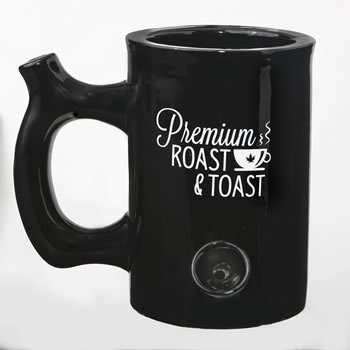 PREMIUM ROAST & TOAST MUG – SHINY BLACK WITH WHITE PRINT